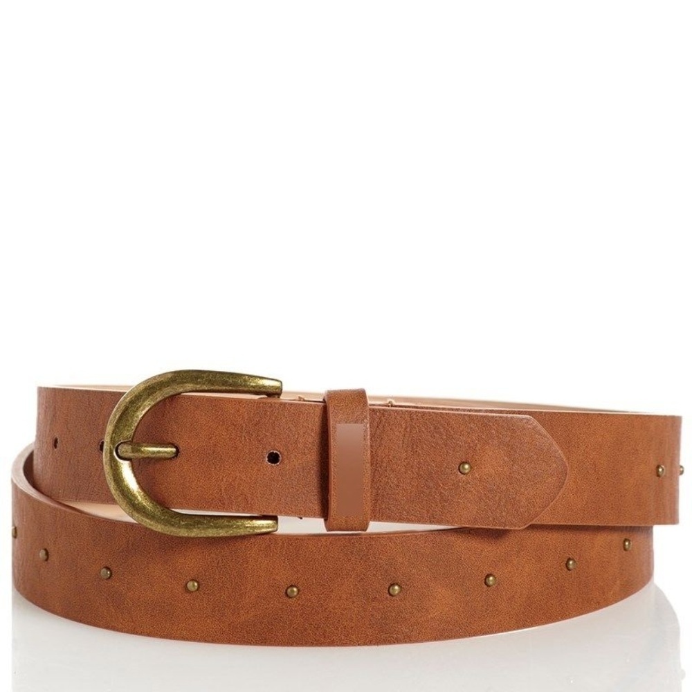 Nautica Women's Microstud Logo Belt Tan New
